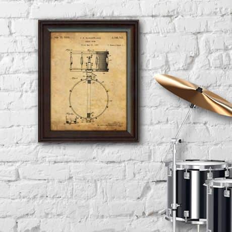 Framed 1937 Snare Drum Patent