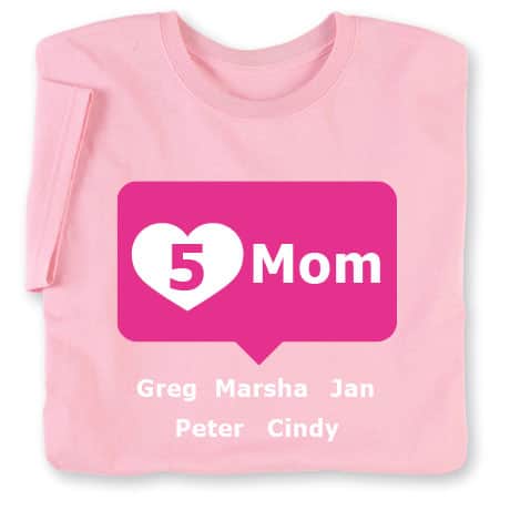 Personalized Pink Mom's Heart Mom T-shirt