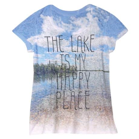 Women's "The Lake is My Happy Place" Short Sleeve Burnout Top