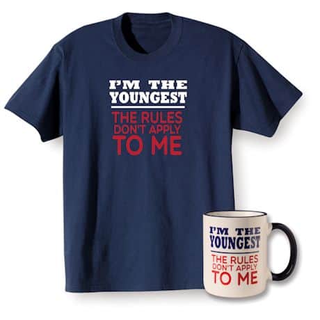Rules Youngest T-shirt and Mug Gift Set