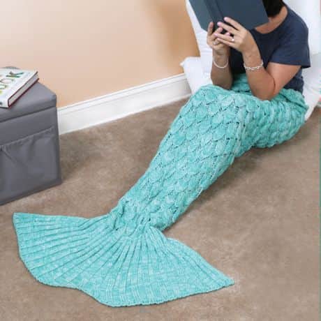 Mermaid Tail Knit Blanket - Aqua