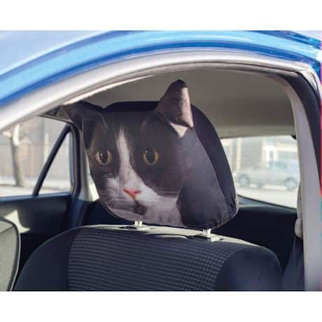 Black & White Tuxedo Cat Headrest Covers - Set of 2