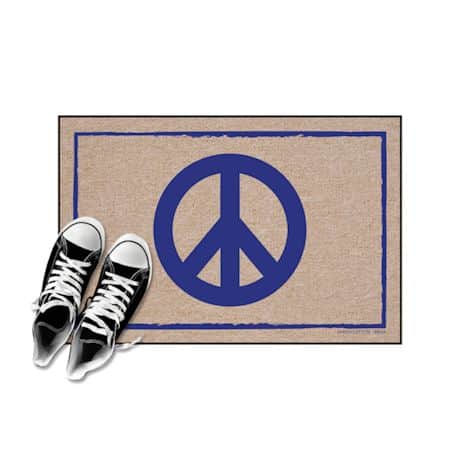 High Cotton Front Door Welcome Mats - Peace Sign Symbol