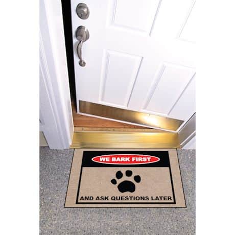 High Cotton Front Door Welcome Mats - We Bark First and Ask Questions Later