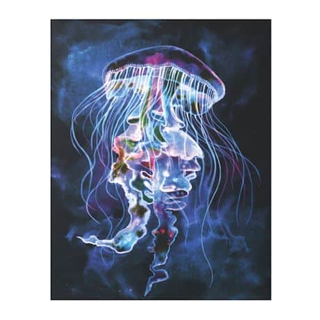 Led Light Up Jellyfish Picture - Canvas Wall Art - 15.75" x 19.75"