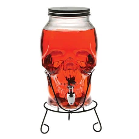 Skull Shaped Glass Beverage Dispenser - 5 Liter Capacity