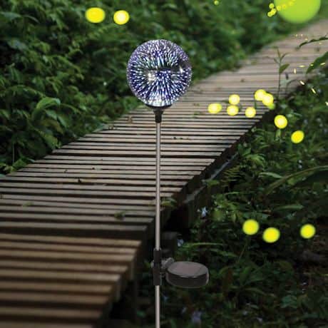 LED Lighted Stargazing Garden Stake - Solar Powered Mercury Glass Globe - 24"