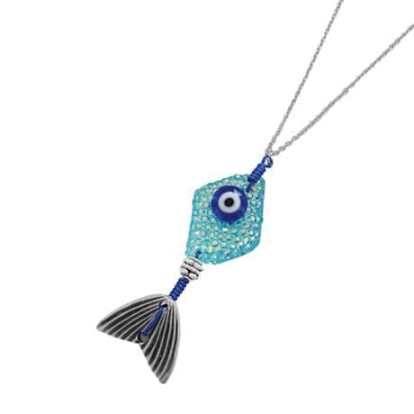 Colored Stone Fish Pendant Necklace