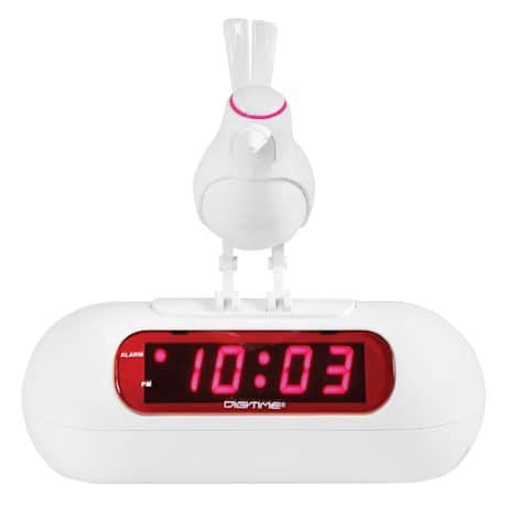 White Robot Bird Digital Alarm Clock