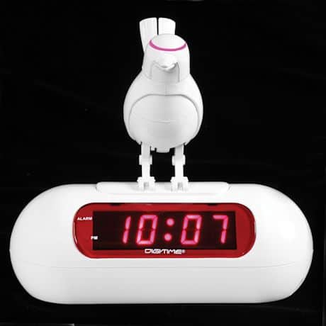 White Robot Bird Digital Alarm Clock