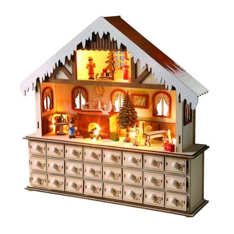 Lighted Santa's Workshop Wooden Advent Calendar
