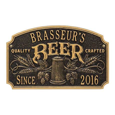 Personalized Quality Craft Beer Plaque, Black/Gold