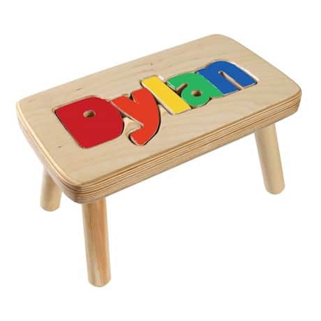 Personalized Children's Wooden Puzzle Step Stool - 1-5 Letters