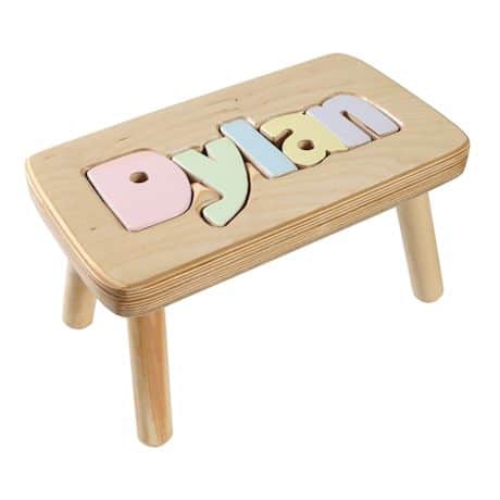 Personalized Children's Wooden Puzzle Step Stool - 1-5 Letters