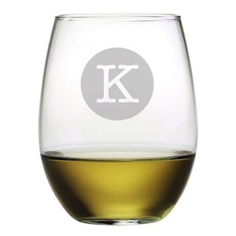 Personalized Initial Stemless Wine Glasses - Set of 4