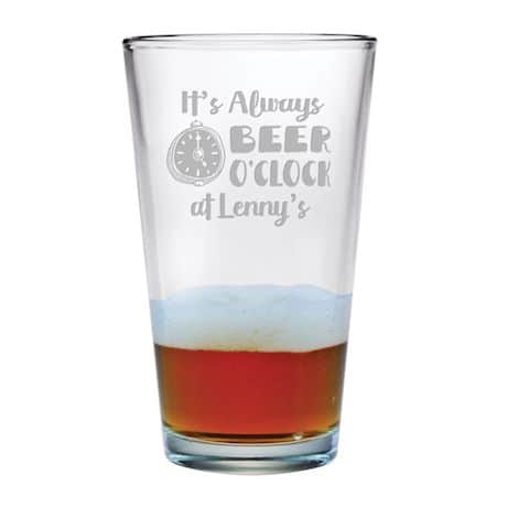 Personalized Beer O'Clock Single Pint Glass