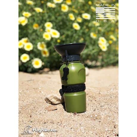 Highwave AutoDogMug - 20 oz Water Bottle for Dogs - Army Green