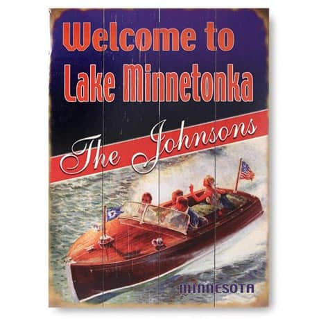 Personalized Welcome to Lake Sign on Wood