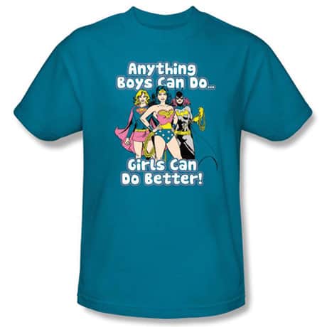 Anything Boys Can Do Shirt for Girls with Super-Heroine Image