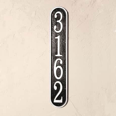 Personalized Vertical House Number Plaque, Black/Silver
