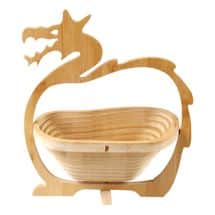 Alternate image Collapsible Folding Dragon Shaped Bamboo Fruit Bowl