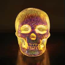 Alternate image 3-D LED Lit Skull Light - Silver Mercury Glass Table Desk Accent Lamp