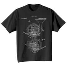 Vintage Patent Drawing Shirts - French Horn