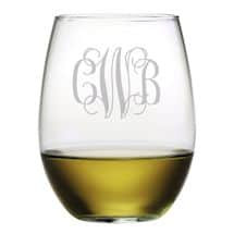 Alternate image Personalized Monogram Stemless Wine Glasses, Interlock - Set of 4
