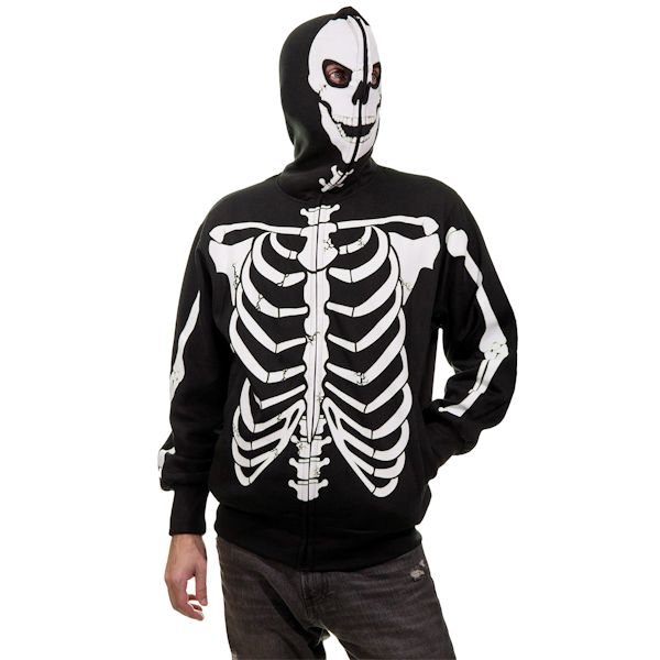Product image for Glow In The Dark Full Zip Skeleton Hooded Sweatshirt