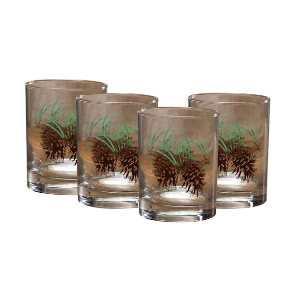 Product image for Retro Pine Cone Glassware Set - 20 oz Tumbler Set Of 4