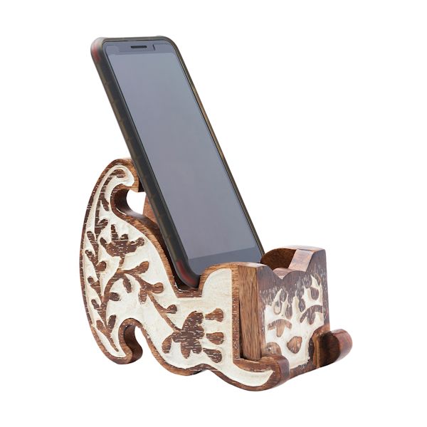 Product image for Carved Cat Phone Holder