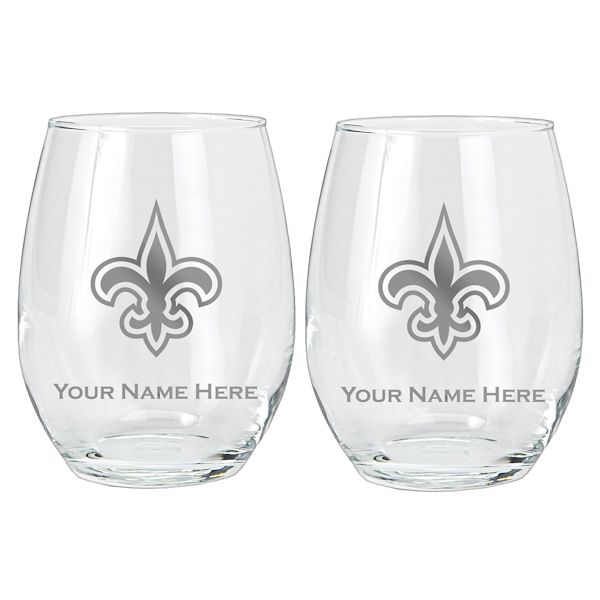 Personalized NFL Wine Glass Set-New Orleans Saints | What on Earth |  CBC922NO