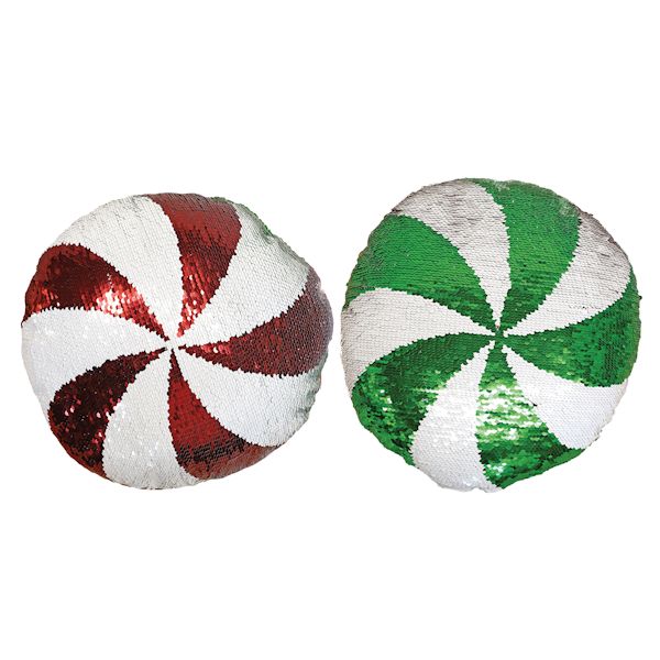 Product image for Reversible Sequin Peppermint Candy Pillow