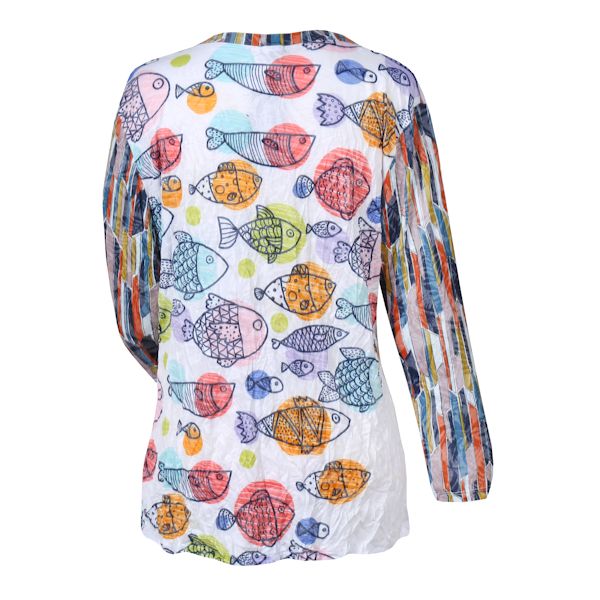 Product image for Crinkle Fabric Fish Long-Sleeve Top