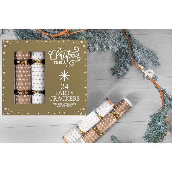 Product image for 24 Gold Star Cracker Party Box