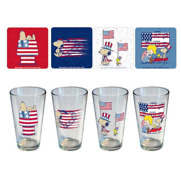 Product image for Peanuts Stars & Stripes Glasses/Coaster Set