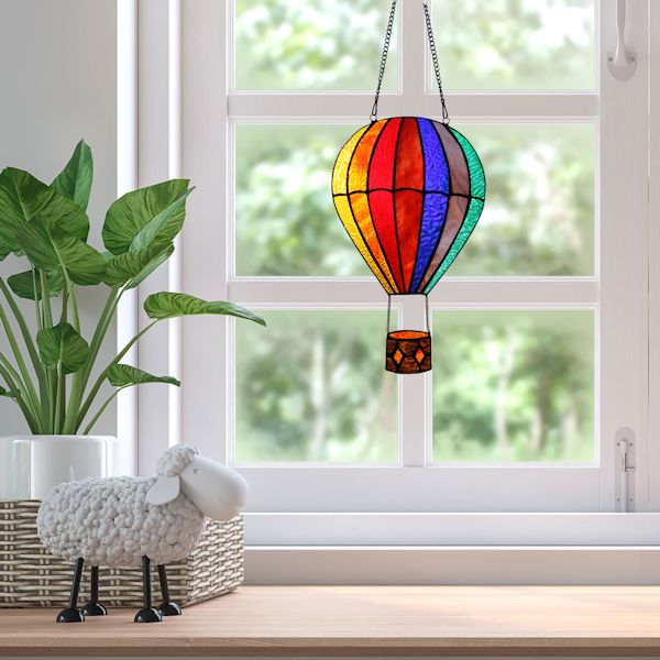 Product image for Hot Air Balloon Stained Glass Panel