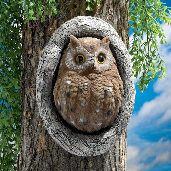 Product image for Octavius Owl Knothole Tree Sculpture