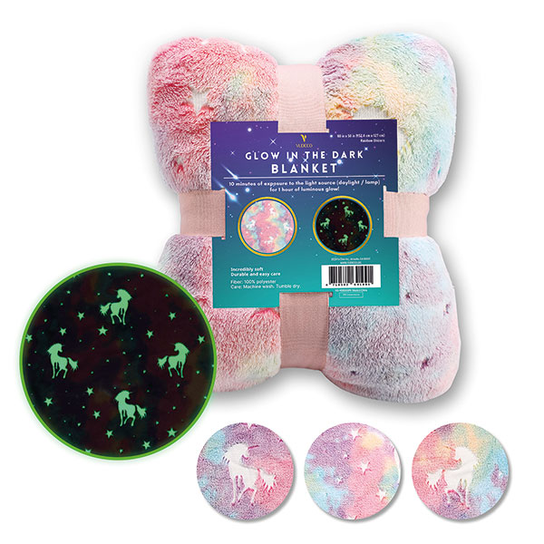 Product image for Glow In The Dark Starry Sky Unicorn Blanket