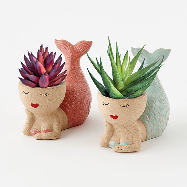 Product image for Set Of 2 Mermaid Pots