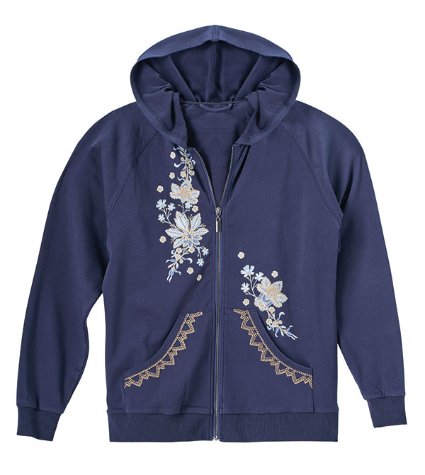 Product image for Embroidered Zip-Up Hoodie