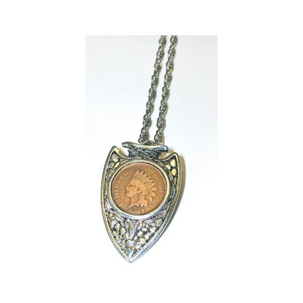 Product image for Indian Head Penny Silvertone Arrowhead Pendant