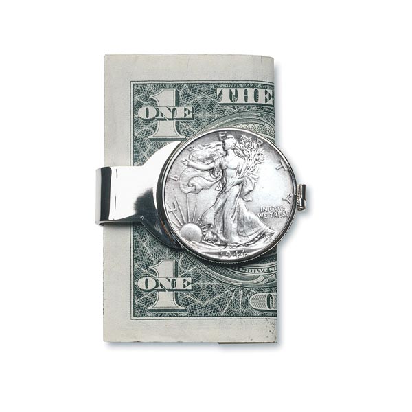 Product image for Silver Walking Liberty Half Dollar Money Clip