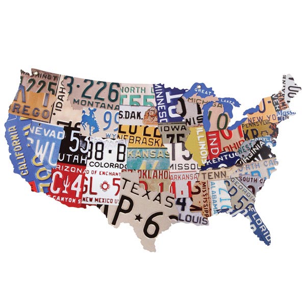 Product image for USA License Plate Map Steel Plaque
