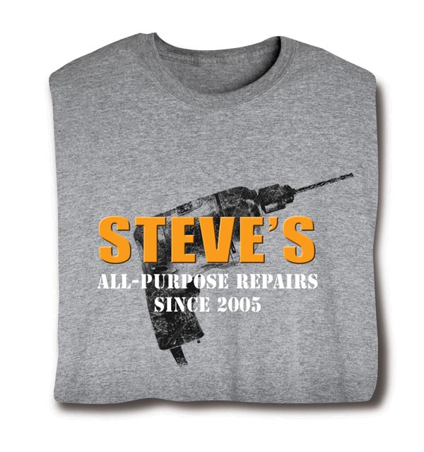 Product image for Personalized "Your Name" Repairs with Drill Background "Honey-Do" T-Shirt or Sweatshirt