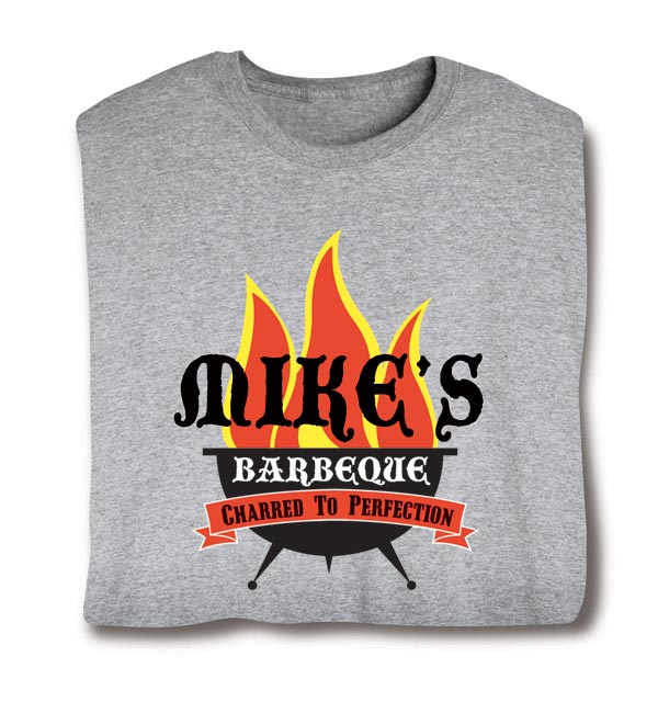 Product image for Personalized "Your Name" Barbeque Grillin' Flames T-Shirt or Sweatshirt