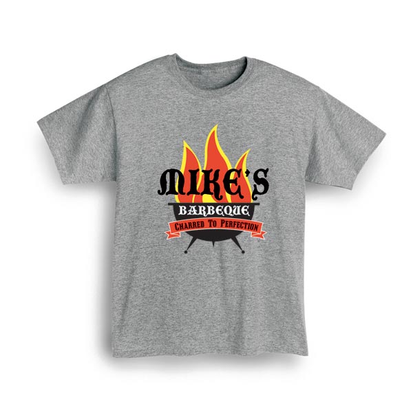 Product image for Personalized "Your Name" Barbeque Grillin' Flames T-Shirt or Sweatshirt