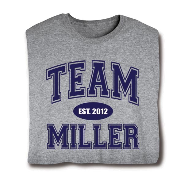 Product image for Personalized "Your Name & Date" Family Team T-Shirt or Sweatshirt