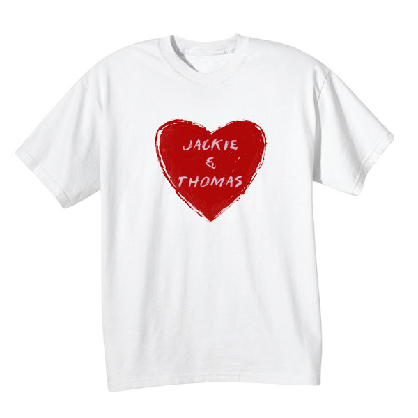 Product image for Personalized "Your Name" Couple Heart T-Shirt or Sweatshirt