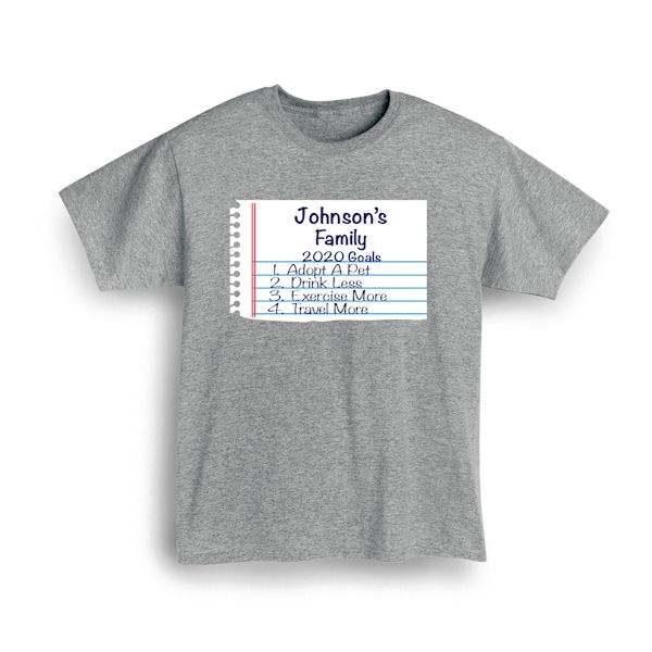 Product image for Personalized "Your Name"  Goal T-Shirt or Sweatshirt - Notebook Family Goals